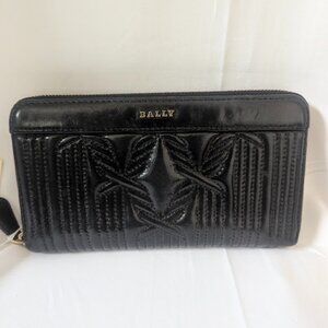 Bally Black Zippy Long Wallet